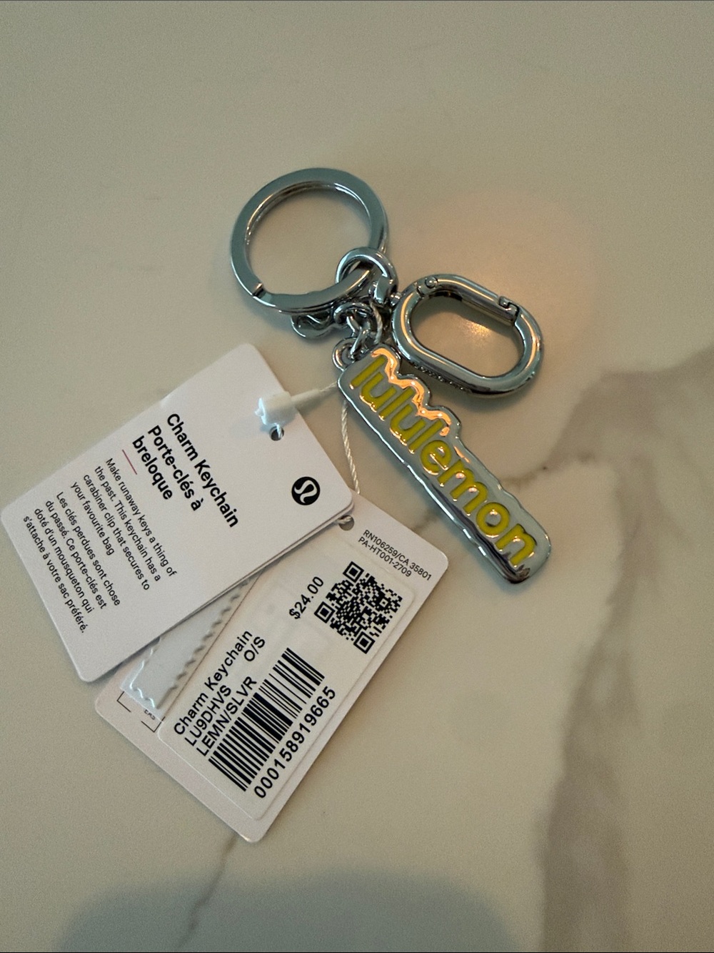 Lululemon charm keychain, yellow